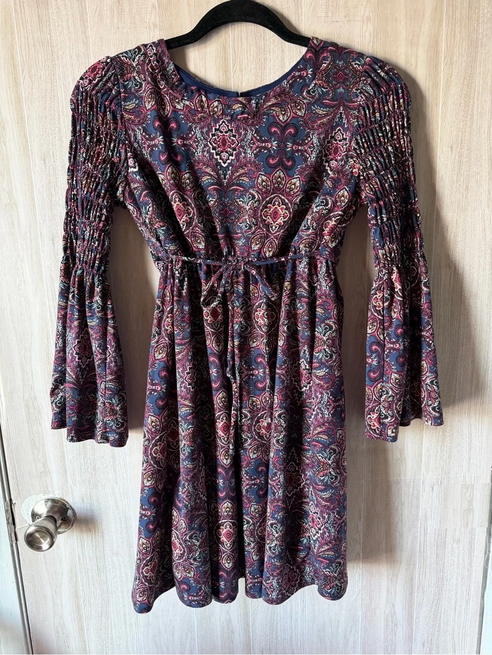 Speechless Navy and Pink Paisley Scoop Neck Dress